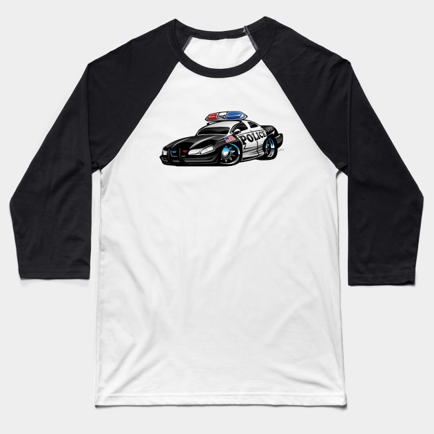 Police Muscle Car Cartoon Baseball T-Shirt by hobrath